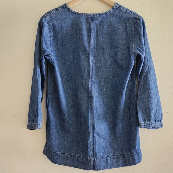 Gap 1969 Boho Denim Tunic with Floral Embroidery Size Small - Picture 3 of 9